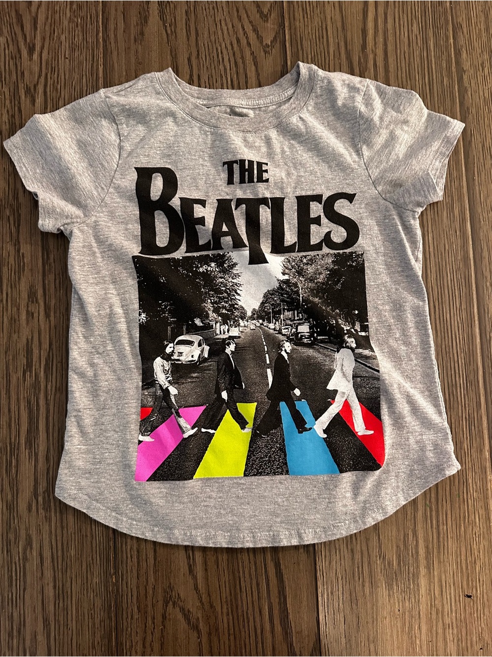 The Beatles Kids Tee - Gray with Pink Yellow Blue Red Accents